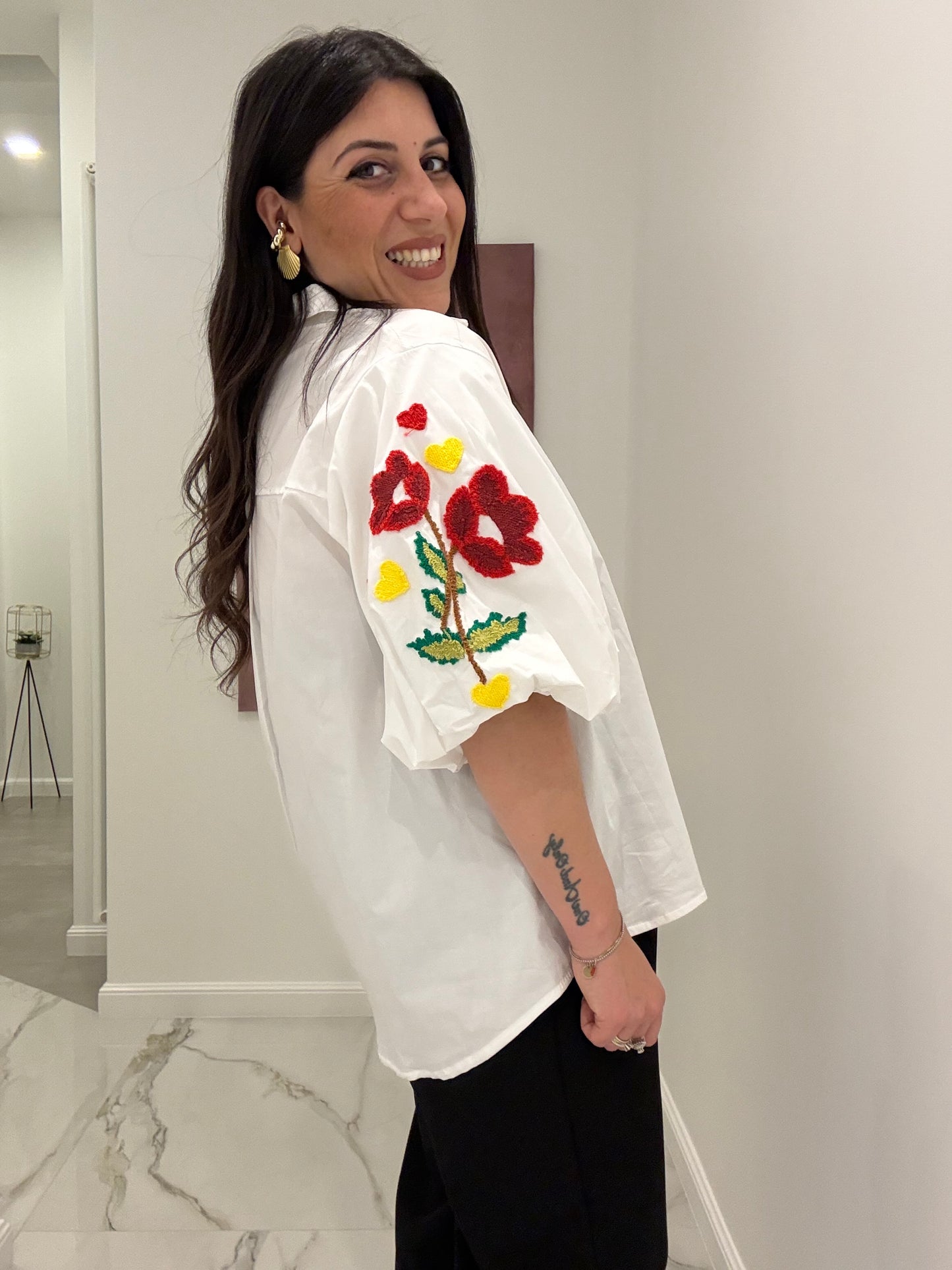 Camicia Manica Ricamo