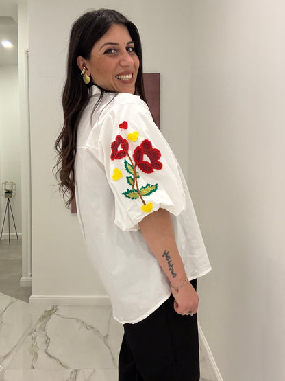 Camicia Manica Ricamo