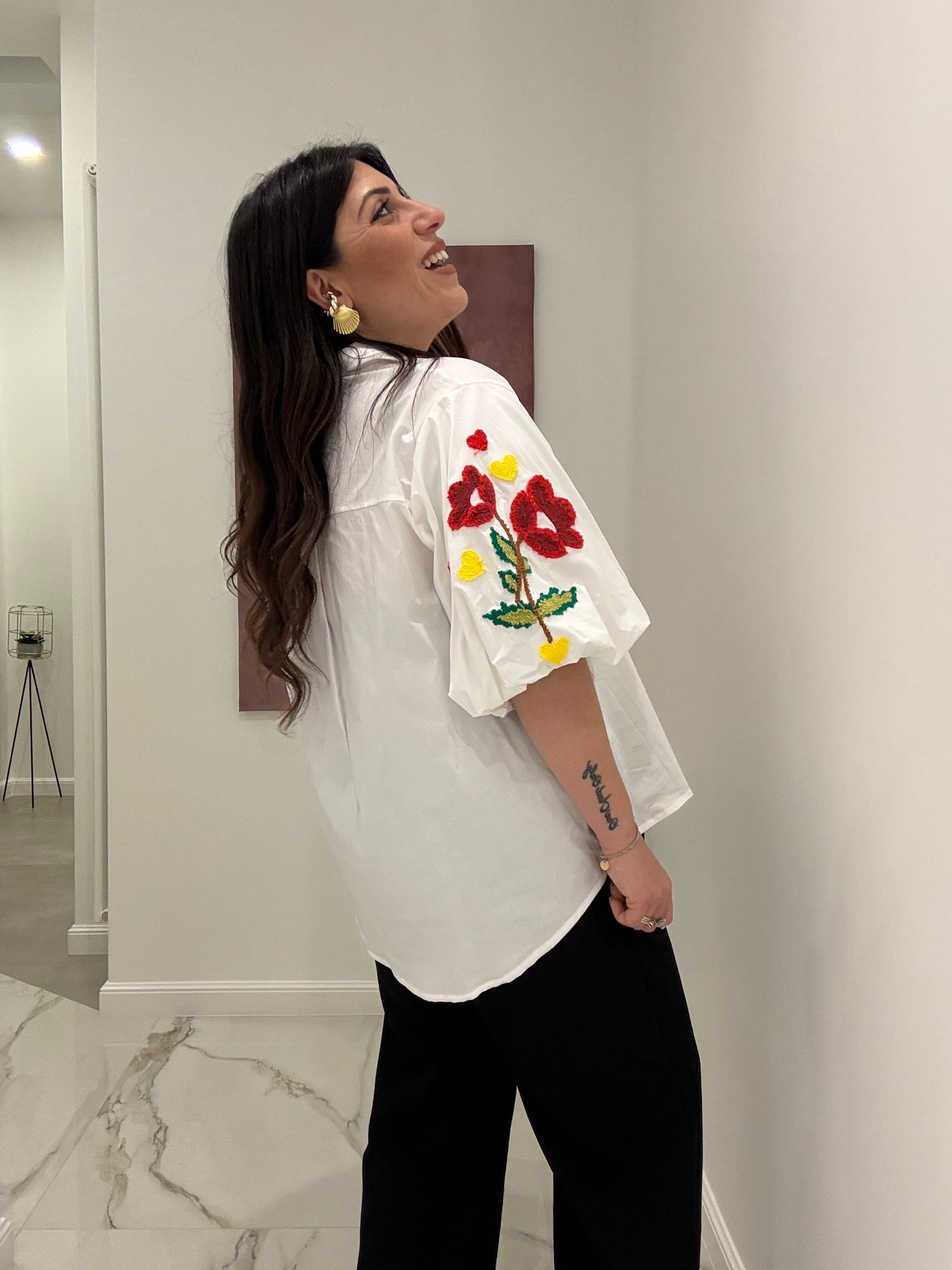 Camicia Manica Ricamo