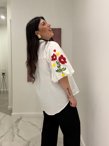 Camicia Manica Ricamo