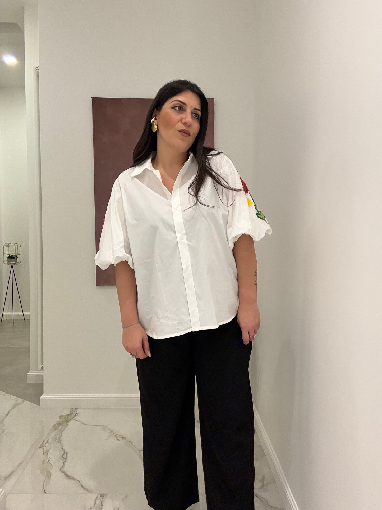 Camicia Manica Ricamo