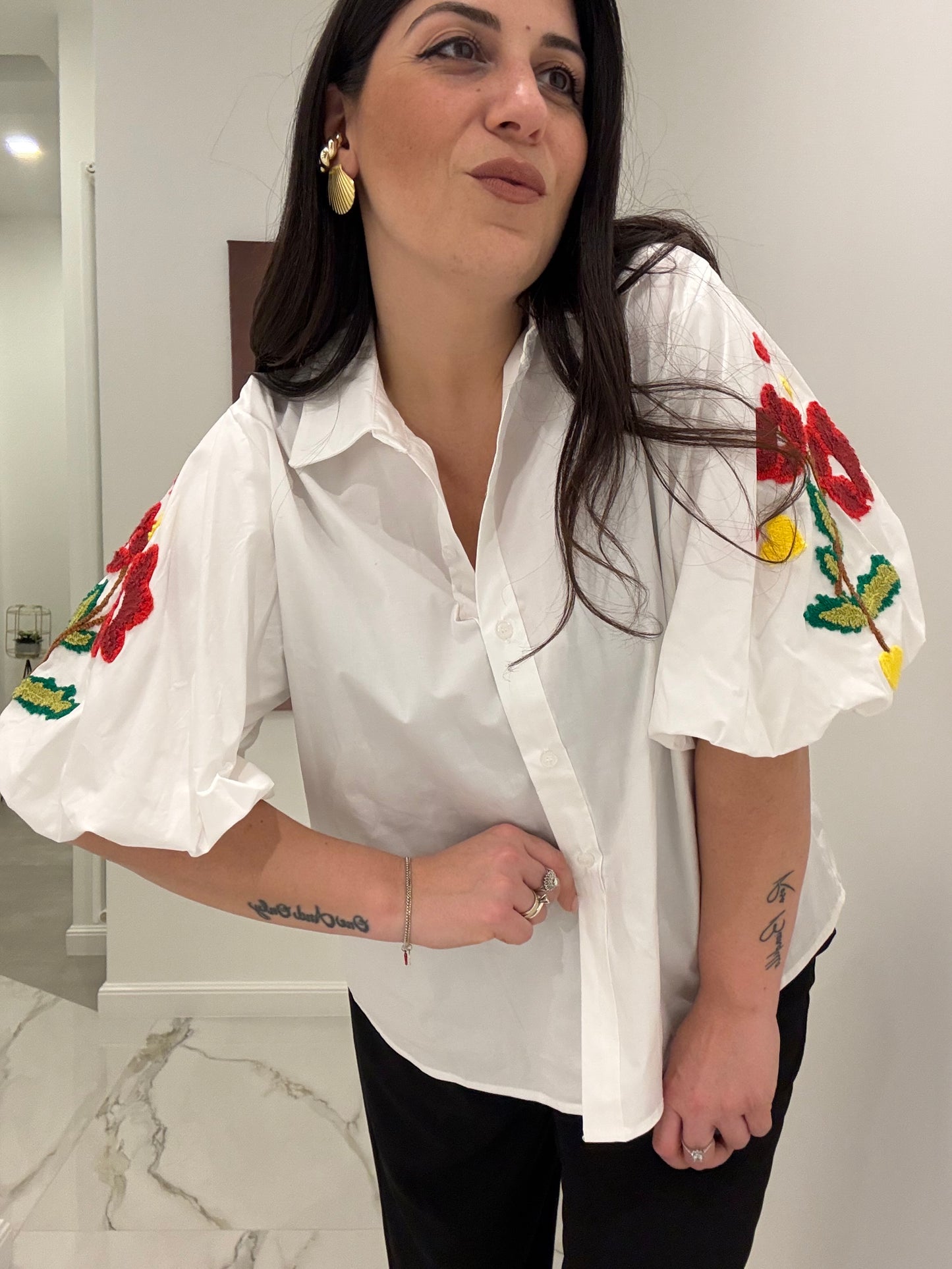 Camicia Manica Ricamo