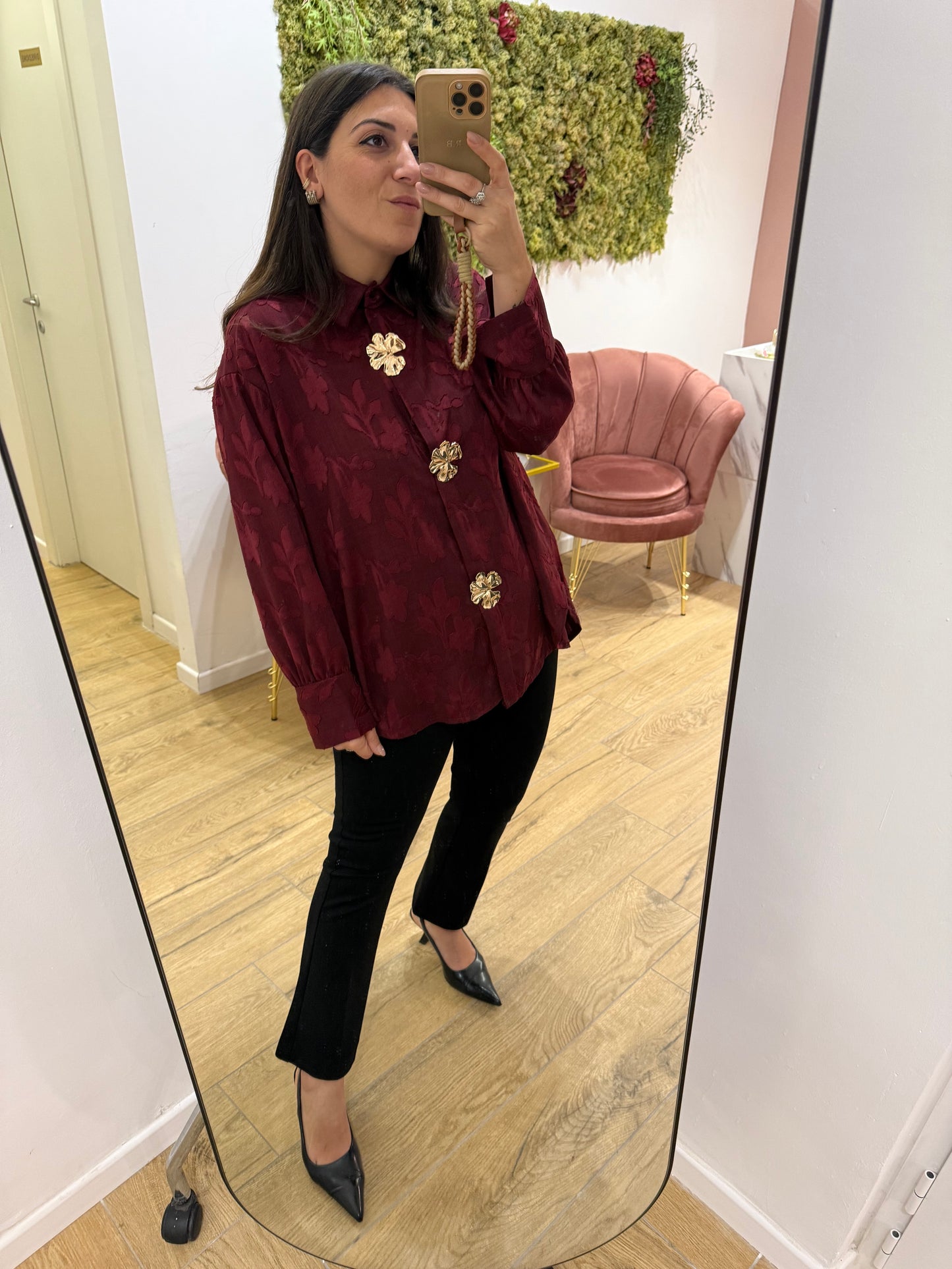 Camicia Bottoni Borgogna