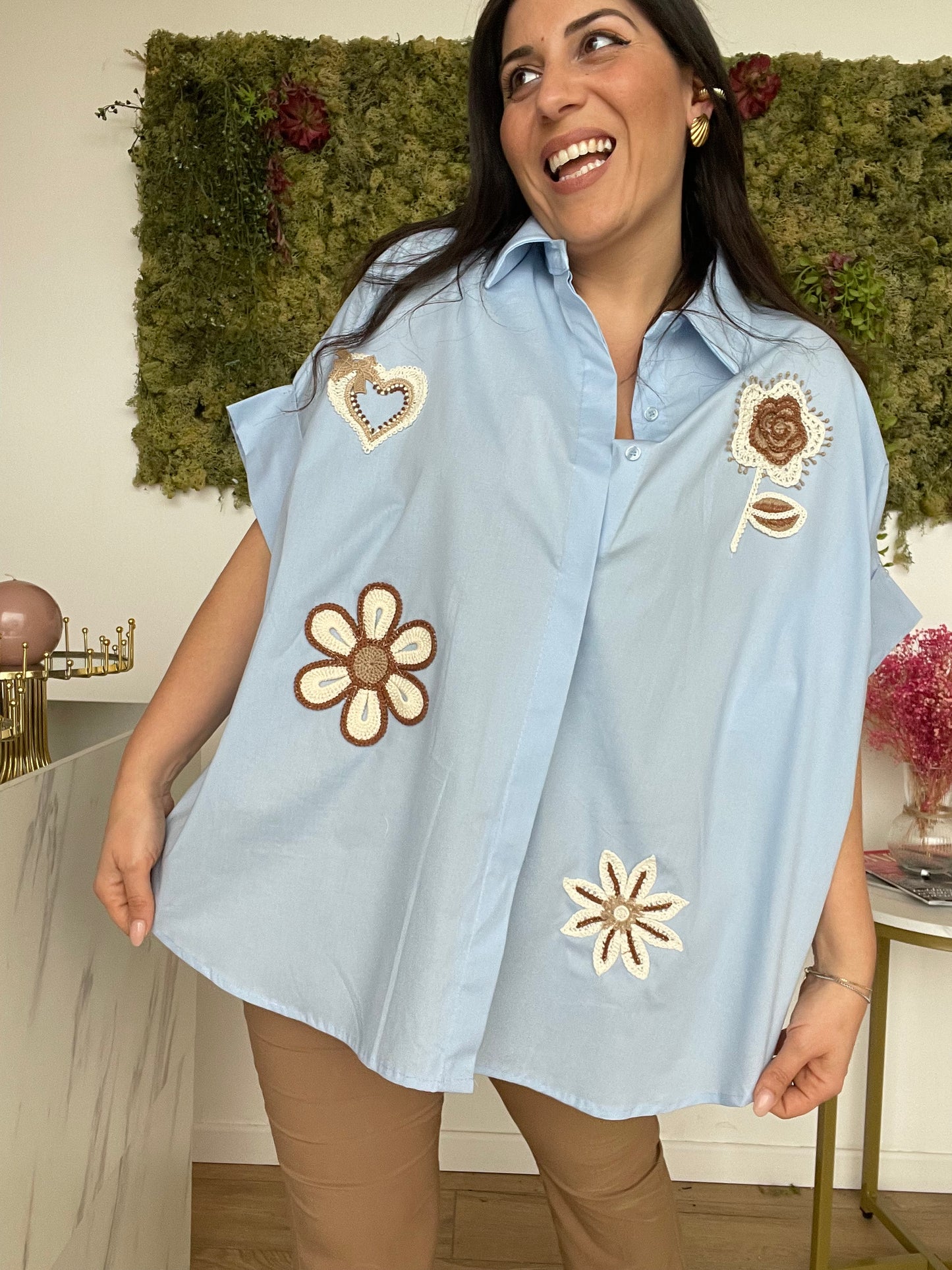 Camicia Over ricamo